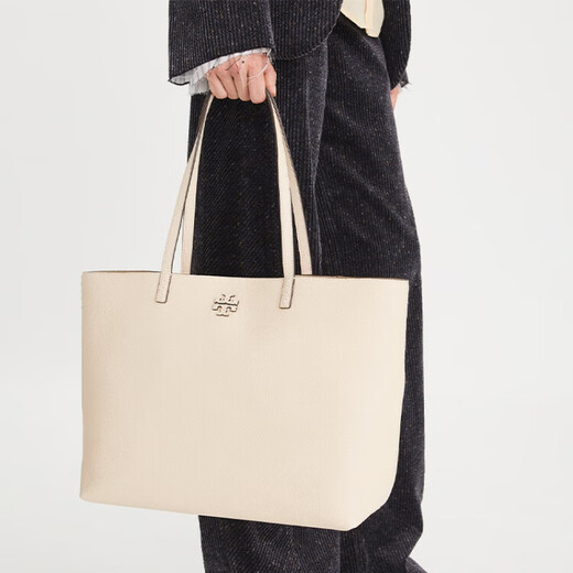 汤丽柏琦（Tory Burch）tb女包 23年款 McGraw荔枝纹皮革托特包女款单肩手提包【送礼】 奶酪白152221 724 长35.5cm 宽13.5cm 高29cm