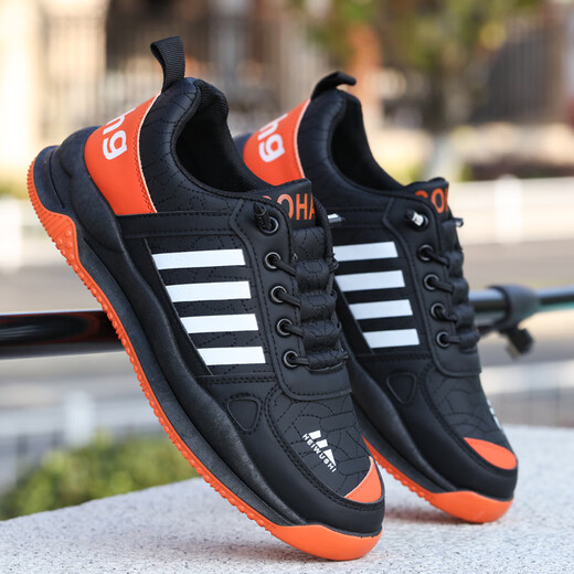 西域骆驼男鞋春季劳保鞋运动鞋男2025新款厚底休闲鞋皮面防水防滑工作鞋 AW898 墨绿 39