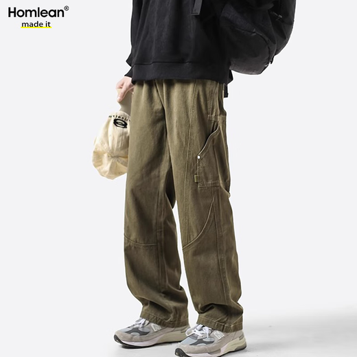 Homlean American Pure Cotton Casual Pants de primavera y verano Nicho de verano Marca de tendencia Ropa Ropa Ropa Long Pantalones HS60 Negro 2xl