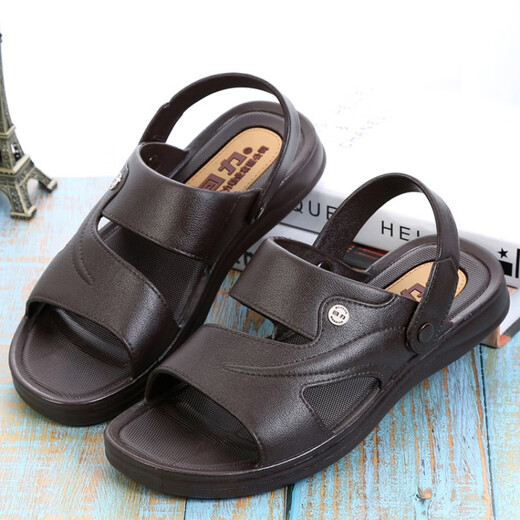 Huili new trendy sandals new men's non-slip home fashionable bathroom massage summer dual-purpose casual sandals 3888 3500 black Huili sandals boutique 39