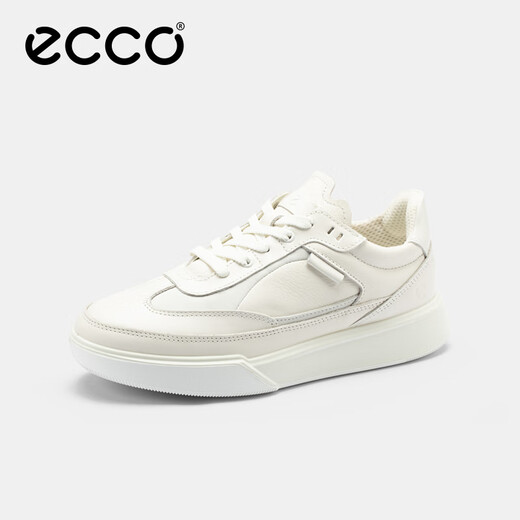 ECCO flat shoes for women, Ni Ni's same style cowhide sneakers, lace-up casual sports shoes, street 272803, white/off-white 27280356946 39