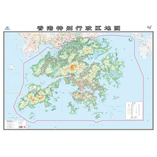 2025年新 香港地图 1068*749毫米 纸质墙贴 高清政区交通图