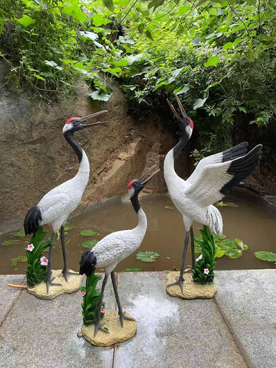 Wen Yijia Customisierte rotkrante Kranschmuck im Hof Wasserspray Animal Simulation Crane Skulptur Glasfaser Außenpool-Wurdely-Dekoration gewöhnlicher Stil-1396 (Höhe 49 cm)