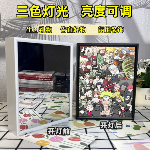 火影忍者镜子灯光画生日礼物定制镜面小夜灯动漫周边氛围灯 13603 火影大合照1 镜子画芯（无相框）