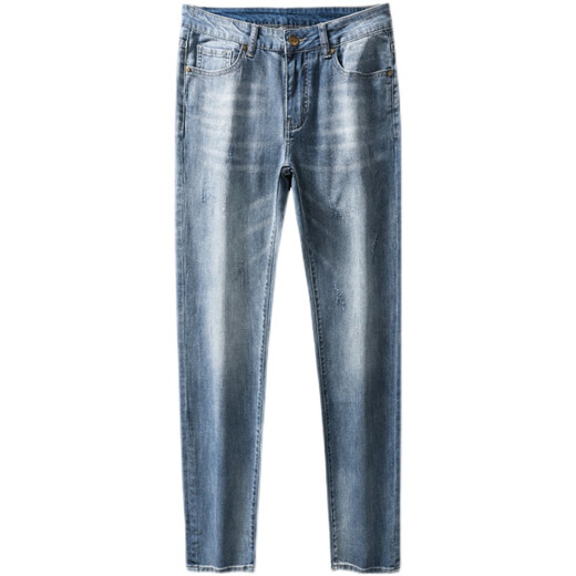 Falamone Armani Hong Kong Trendy Marke Leichte Blue Jeans Herren Sommer Dünne koreanische Stil Schlanke Casual Hosen Hellblau 9901 Frühlings- und Sommer-neuer Stil 28 = Taille 2 Fuß 1