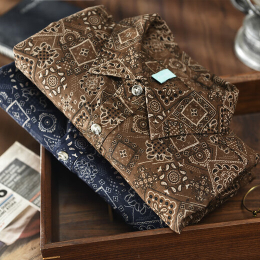 Trabajo estadounidense Camisa Flowe Flowe Flower Flower Literario Retro Retro Británica Nicho de miele de manga larga Tendencia azul marino 9717-cph 3xl [sugerido 160-180Jin [Jin equivale a 0.5 kg]]]