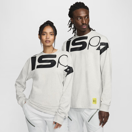 耐克（NIKE）官方ISPA男女长袖上衣情侣纯棉休闲运动叠搭舒适FJ7375 053暗泥灰/黑 L