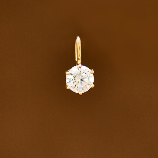 The library selects Korean fashionable 10k gold pendant, exquisite and versatile geometric diamond-encrusted six-claw pendant, colored gold necklace, clavicle pendant, pendant (without chain)