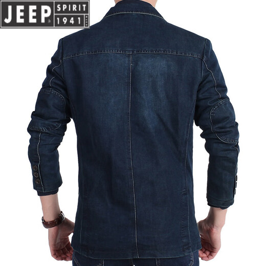 JEEP SPIRIT2025 Spring and Autumn New Denim Suit Men's Casual Loose Large Size Youth Denim Suit Jacket Dark Blue M