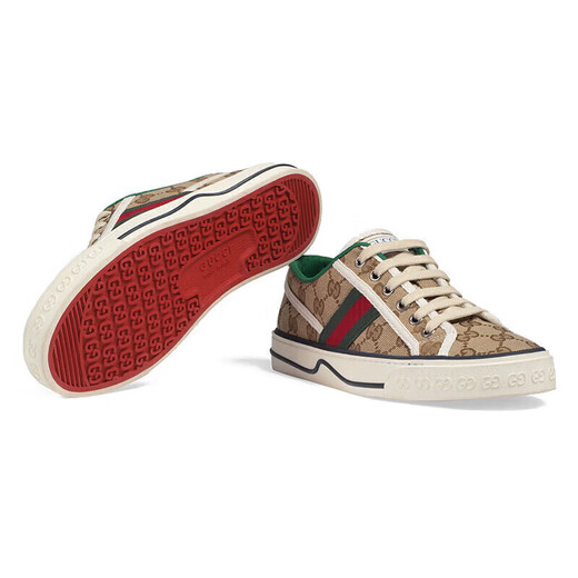 Zapatos para mujeres de Gucci (Gucci), logotipo retro de moda zapatos deportivos versátiles casuales de impresión, regalo de San Valentín chino, marrón 606110 HVK20 9766 35