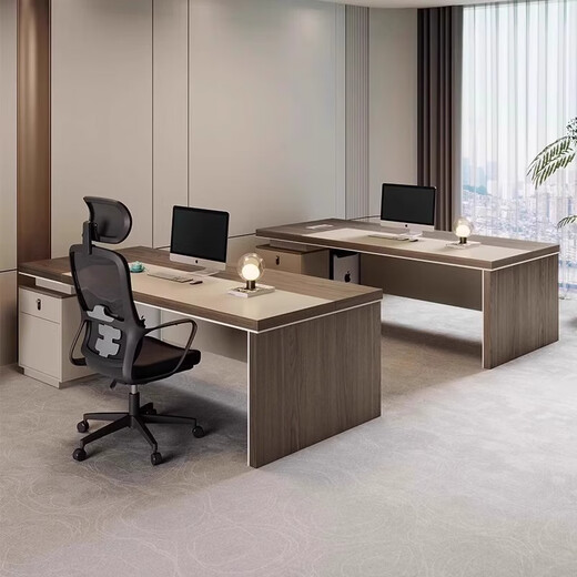 Fubaisen light luxury desk boss table and chair combination simple modern financial table president desk supervisor manager office table 1.6 meters boss table + boss chair