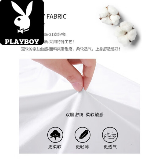 Playboy (Playboy) T-shirt à manches courtes en coton épais Imprimes pour hommes Round Round Summer Casual Sports Mente Men's Clothing 6625 White XL [130-145Jin [Jin est égal à 0,5 kg]]]