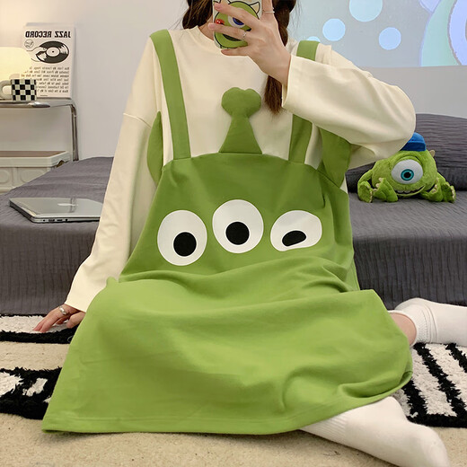 
Cotton companionship long-sleeved nightgown for women in spring and autumn cotton sweet cute duck pajamas 2024 new large-size pregnant women's home clothes 16863 M
