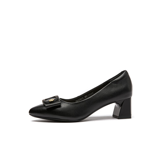 
Red Dragonfly Leap Moon Shoes High Heels 25 Spring Thick Heels Women's Shoes Pointed toe Workplace Small Leather Shoes Single Shoes WLB15124 Black 39