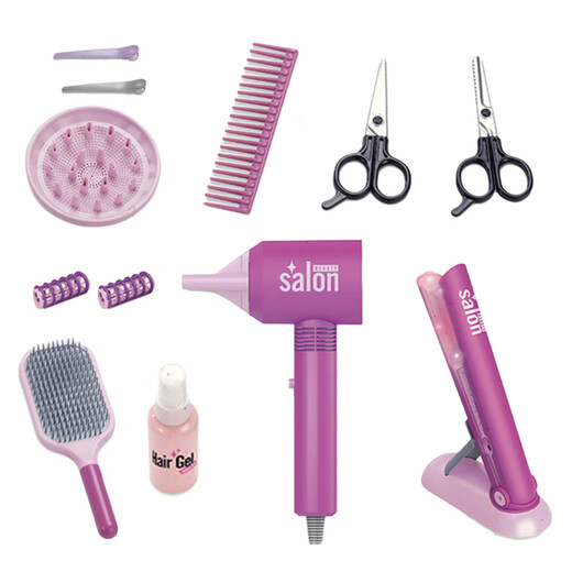 Spielende Haus Kinder Friseur Set Spielzeug Little Girl Haartrockner Fass waschen Haarschneidhaar Salon Simulation Kindergarten [Farbbox] Haartrockner 7-teiliger Set