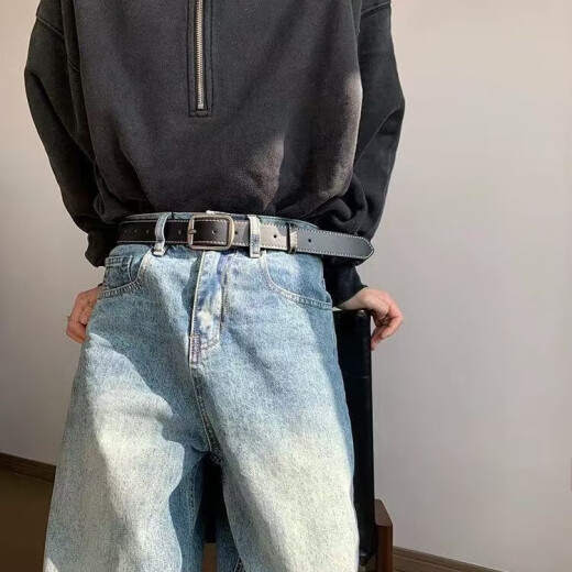 多菲尼森（dophnison）休闲皮带男腰带男士裤腰带针扣男学生潮流收腰生日礼物送男友军训 针扣皮带【黑色】3.3*120cm