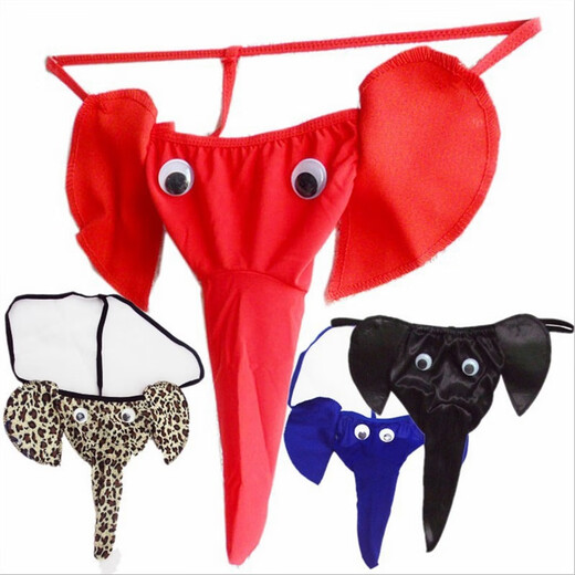 Jiabaidao Cartoon sexy Männer sexy Unterwäsche Elefant Tanga T-Pants Sexy Unterwäsche Elefant Unterwäsche Schwarz Einer Größe