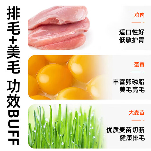 CLCEY freeze-dried cat grass, egg yolk and meat floss, pet snacks, cat food companion nutrition, cat hair ball nemesis, lazy cat grass, cat grass, egg yolk and meat floss, 130g, can be mixed with food