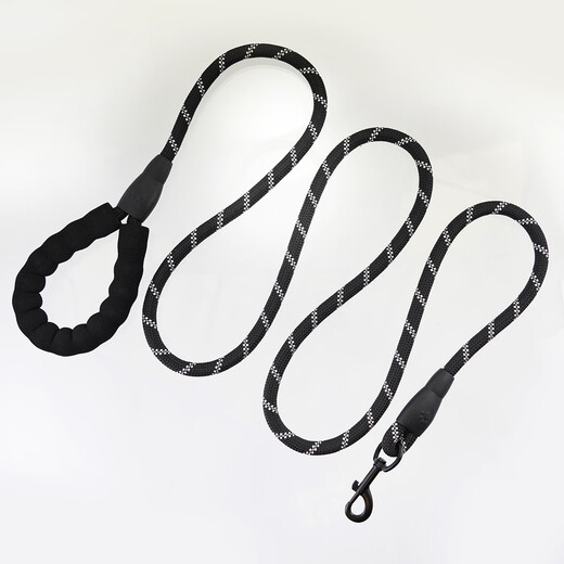 Juchuangqi Pet Leash Dog Rope Medium and Large Dog Explosion-proof Reflective Round Rope Dog Chain Non-Stretching Leash Black 2m Rope Thickness 1.2cm