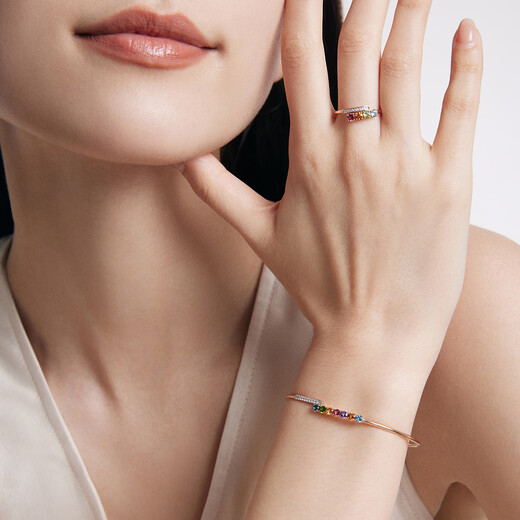 ENZO Rainbow 18K Gold Colorful Gemstone Diamond Bracelet Stacked EZV8013 Birthday Gift 18K Gold Diamond Bracelet