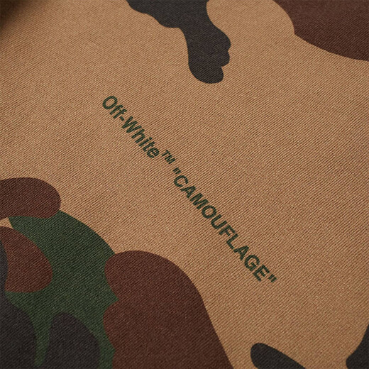 OFF WHITE men and women universal cotton camouflage splicing printed short-sleeved T-shirt OMAA056 F18185042 9901 Camouflage green S