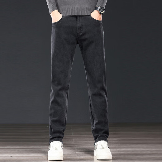 Specht -Jeans Herren Frühling und Herbst Black Slim Elastic Dick große Größe lässig vielseitige Hose Männer 967 Schwarz 28