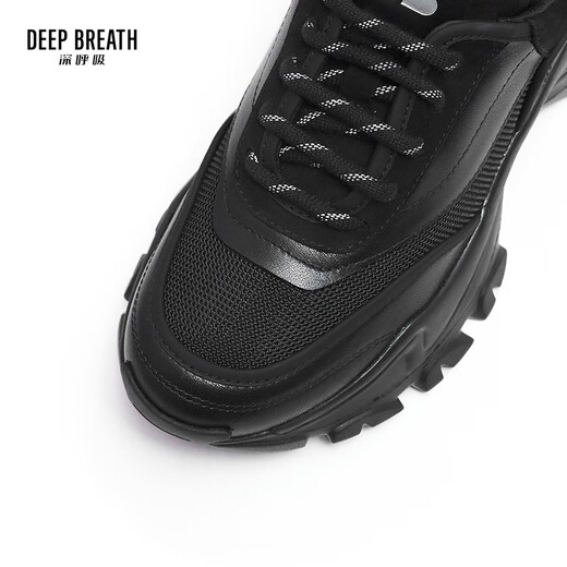 DEEP BREATH Deep Breath Women's Shoes Thick Sole Fashion Strap Curved Daddy Shoes Casual Shoes AX12242 Black 37