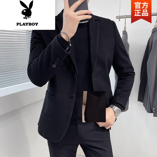 Playboy (Playboy) Trendy Herbst- und Winterwollanzug Herrenjacke Kurzkoreanische Version von Qualität Slim Casual Anzug Hals Wollmantel Männer x829 Doppelbruster Anzug Brown S [hochwertiges vielseitig