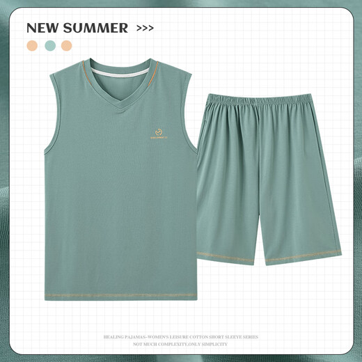 Langsha Pyjamas Herren Sommermodal Weste ärmellose Shorts Herrenhaus Kleidung Sommer Dünn Ice Seide DGG-AM-127 2xl