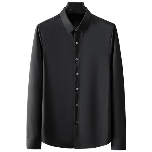 Romon Anti-Falten-Free-Free-Shirt Herren-Langarm-Hemd Kurzärärmelte Business Casual Formal Ice Seide Großgröße Hochzeit dunkelgrau XL Empfohlen 130-145 Jin [Jin gleich 0,5 kg]