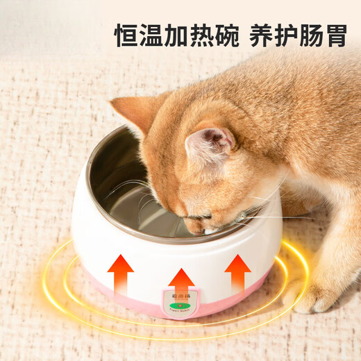 欧曼丽莎恒温加热猫碗猫咪饮水机不锈钢猫狗碗酸奶机猫咪喝水猫碗不易打翻 热带橙-1000ml大容量【水电分离 不锈钢内胆】