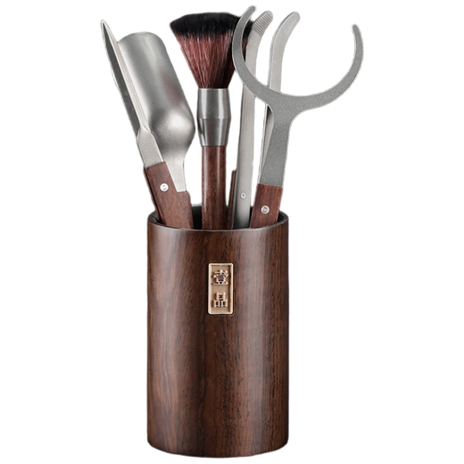 Shangyanfang Pure Titanium Tea Ceremony Six Gentlemen Set High-end Tea Set Accessories Ebony Tea Making Tools and Supplies Complete Tea Table Ornaments