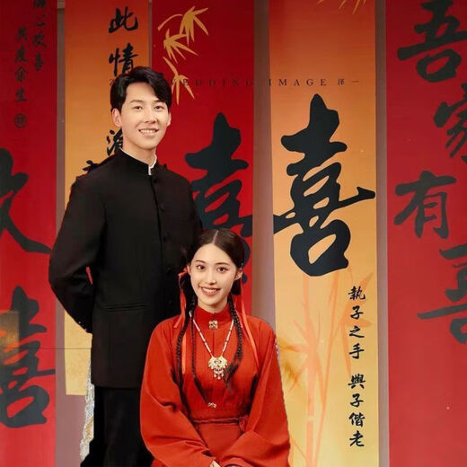 【1098】小红书同款国潮婚房布置结婚条幅喜字挂布客厅中式书庭院 单双喜挂布【赠有粘贴工具】