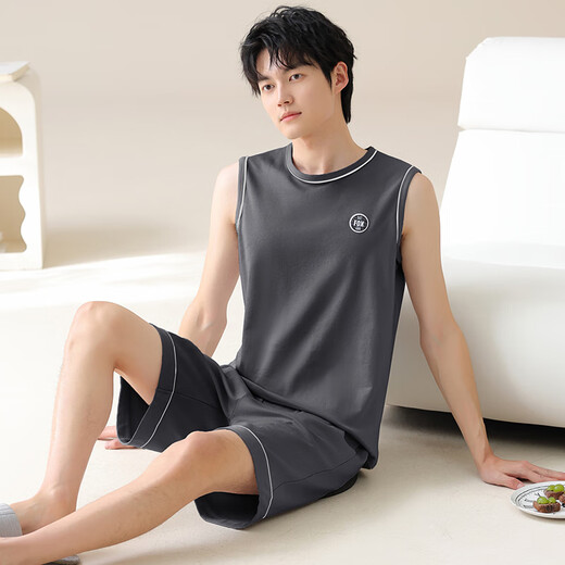 
Pajamas men's summer pure cotton sleeveless vest summer teenager large size men's thin casual home clothing set YDY13657 XL code (recommended 120-140Jin [Jin equals 0.5 kg])