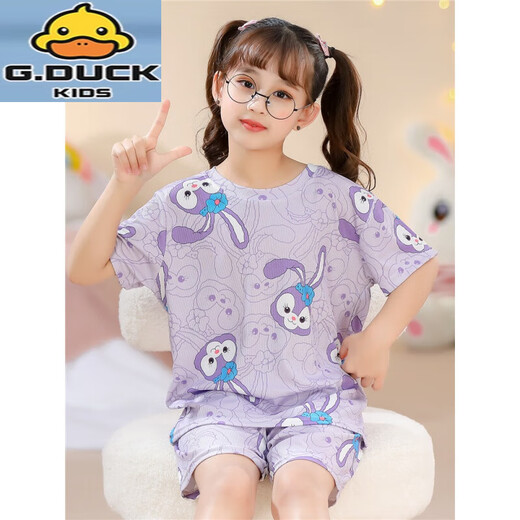 G.DUCKKIDS库洛米睡衣女童夏季薄款冰丝短袖公主风2025新款儿童夏天女孩网红 QDX1105【UP 3.0冰丝】 100 8码【高90-100CM重30斤】