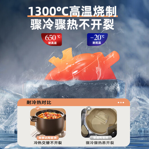 Royalstar Clay Pot and Soup Pot Ceramic Stew Pot and Soup Pot for Household High Temperature Resistance and Not Easy to Crack Clay Pot for Gas Stoves Shallow Soup Pot Suitable for 4-7 People 3L
