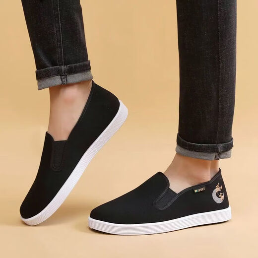 【风生水起】老北京布鞋男夏一脚蹬休闲鞋男士舒适透气软底工作鞋 黑色-风生水起 41