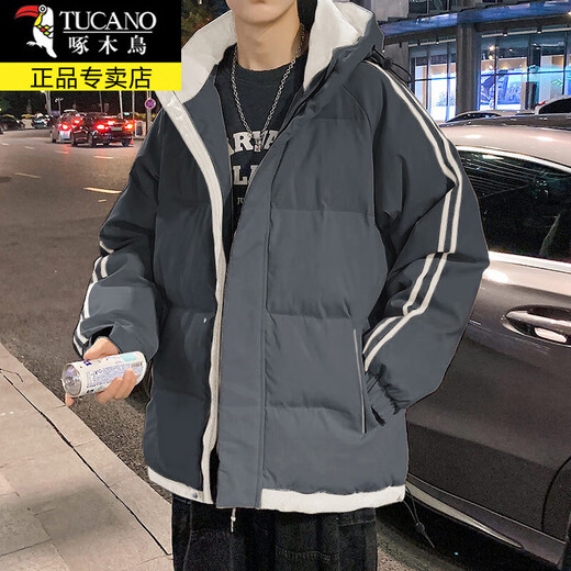Chaqueta de algodón de pájaros carpinteros (tucano) para ropa para hombres para otoño e invierno, además de peluche con chaqueta de algodón engrosada de plumas sueltas para la chaqueta de plumas para hombres, ropa corta calienta 9789 caqui 4xl alrededor de 175-190 Jin [Jin iguala 0.5 kg]