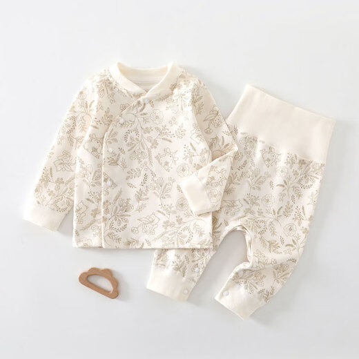 Qicai Daisy [штаны могут быть открыты] весна и осенний ребенок, набор Pure Cotton Cotton Newborn Cloe-udeble Baby Осенняя одежда База Хаки Традиционный хаки-кролик-бианбийский набор изгиба 80 (19-23JIN [Jin равно 0,5 кг] подходит)