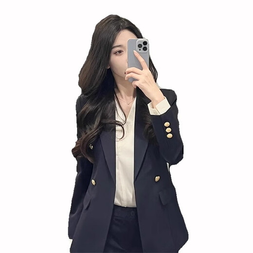 Punizi suit suit for women 2025 spring and autumn new temperament interview work clothes professional wear formal high-end suit jacket black suit + wide-leg pants L