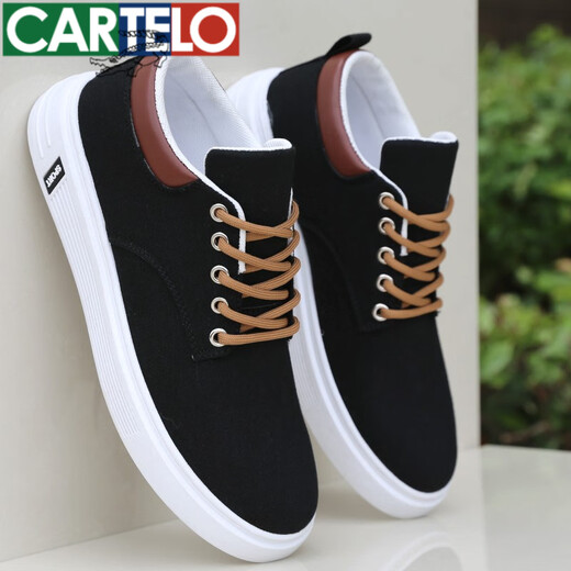 
CARTELO old Beijing cloth shoes men's shoes summer versatile board shoes men's sports casual shoes soft sole breathable canvas shoes men's single shoes Z-898 khaki (flat sole) 38