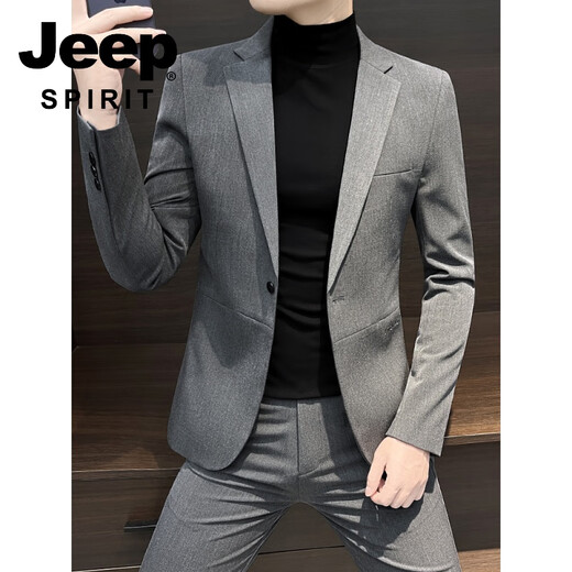 JEEP SPIRIT suit suit casual men's small suit jacket autumn and winter 2025 new business sense handsome slim Korean style casual dark gray single suit M recommended 100Jin Jin equal to within 0.5 kg
