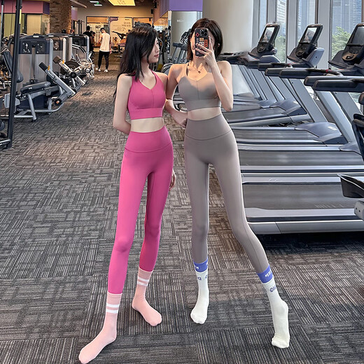 LULU CENTURY Pilates Training Peach Butt Lifting Yoga Pants Women's Sports Cross Nude Quick-Drying Abdominal Control Fitness Training Pants Women's Milk Brown Pants M