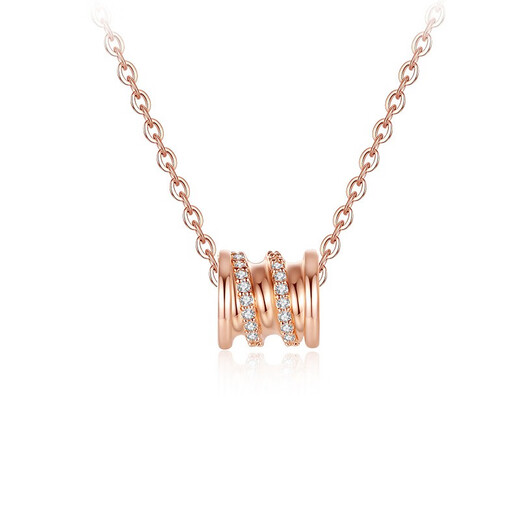 Yage 18k gold rose color gold necklace girl's birthday small waist pendant AU750 set chain light luxury clavicle chain small waist 18K rose gold + necklace