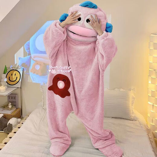 Oxygen Clown Fish Pajamas Funny One-piece Couple Pajamas for Men and Women Winter Plus Velvet Thickened Coral Velvet Cartoon Home Clothes Ugly Fish One-piece S M Suitable for height 150-165cm