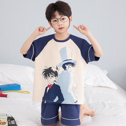 Danzi Party Children's Pajamas Boys Summer Pure Cotton Cotton Thin Shot Shorts Установите домашний костюм для мальчиков среднего размера 694#-T Nezha один размер 8 размер (предполагаемое высокое 90-103)