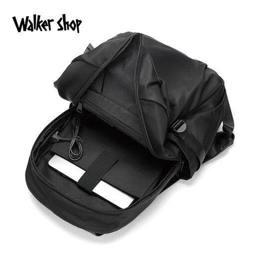 Walker Shop [Brand Selection] Men's Backpack Simple Large Capacity Computer Bag Backpack Men's Backpack Waterproof Travel Bag Black