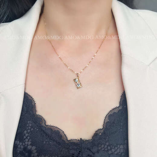 Kechu Hourglass Natural Aquamarine Necklace 18k Gold Diamond Clavicle Chain Gemstone Color Gold Jewelry Buckle Pendant 18k Gold Yellow 25 Points Aquamarine (Pendant Only) Universal Buckle