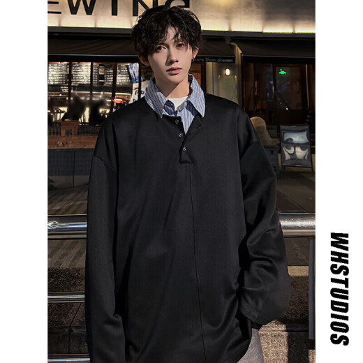 Camiseta de manga corta de la solapa de la camisa retro de OEMG para hombres de la marca de moda masculina de dos piezas Camiseta versátil de dos piezas DSA058-1-T288 GRIS XL [sugerido 135-150Jin [Jin iguala 0.5 kg]]]