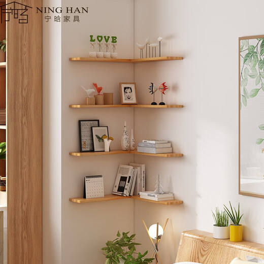 Wen Yijia customized corner European corner shelf board storage rack living room turning north wall shelf bedroom wall decorative book shelf wall corner partition 45+45+60*15 cm (3 pieces)